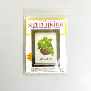 STITCHKINS Vintage 1976 Instant Embroidery Kit Arrowhead Plant NEW Deadstock